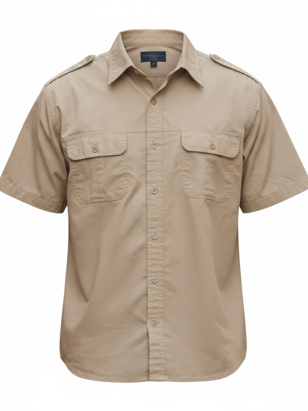 Men’s Khaki Short-Sleeve Utility Shirt Sixe 2XL
